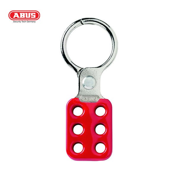 Abus 125/150 Industrial Strength Hasp – 6-Inch, Hardened Staple, Extra-Strong Hinge, Malleable Iron, Includes 6 Carriage Bolts & Backing Plates