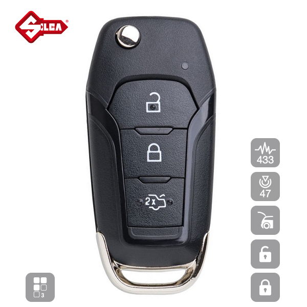 SILCA Proximity, Slot and Remote Vehicle Key 3 Button HU101R15